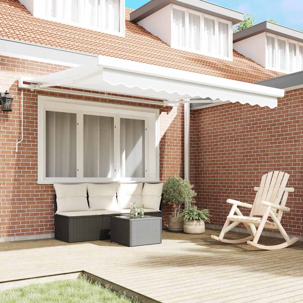 Retractable Awning White 350 x 250 cm Fabric, Metal