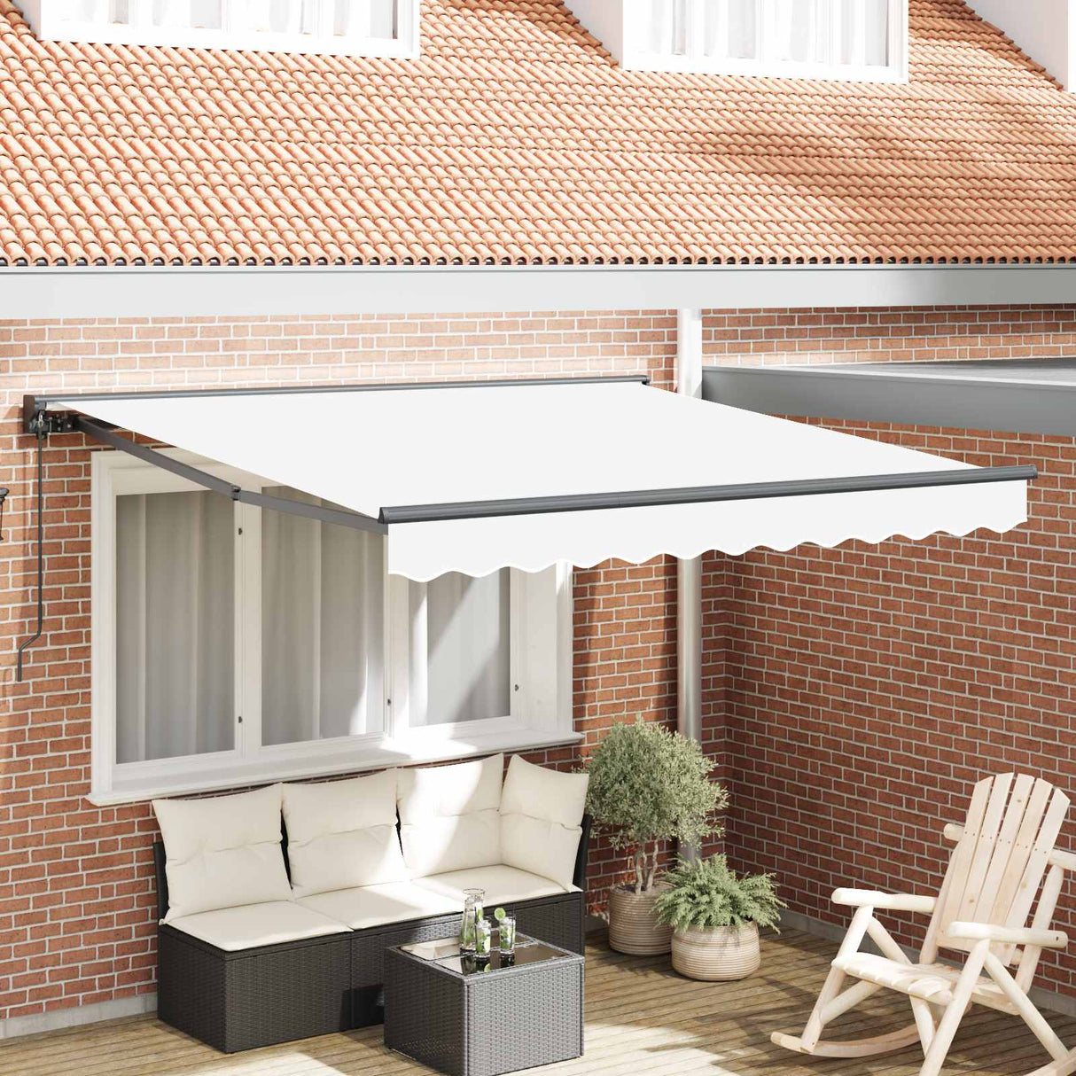 Retractable Awning White 350 x 250 cm Aluminium and Fabric