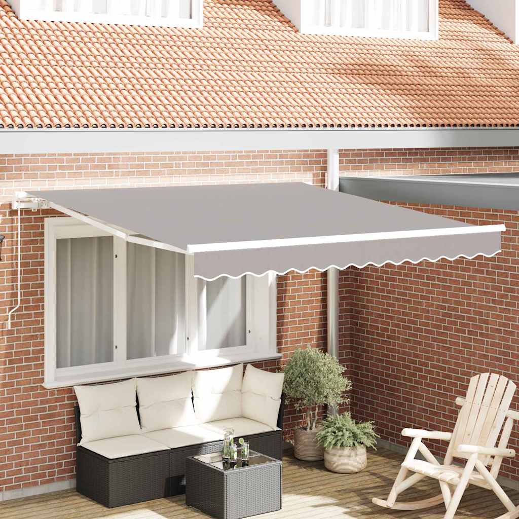 Retractable Awning Manual Light Grey 350 x 250 cm