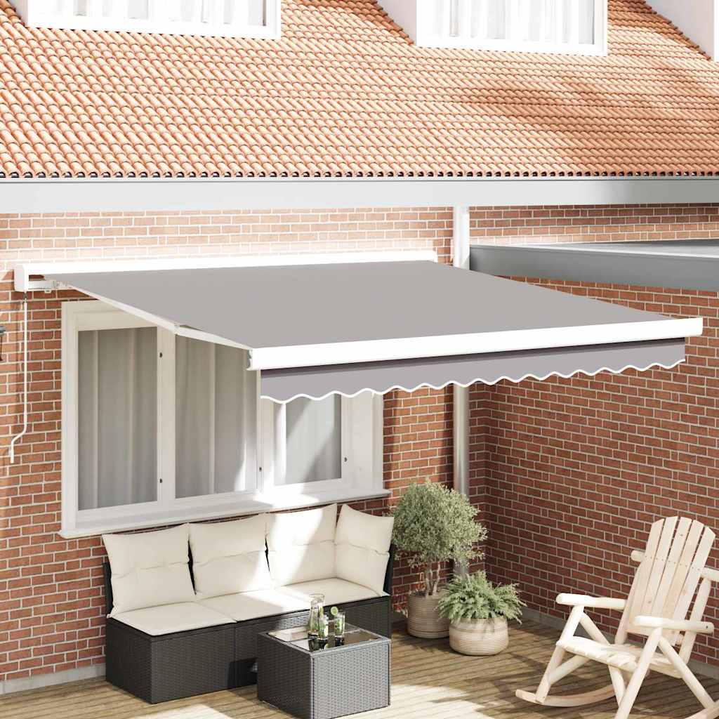 Retractable Awning Light Grey 350 x 250 cm Fabric, Metal