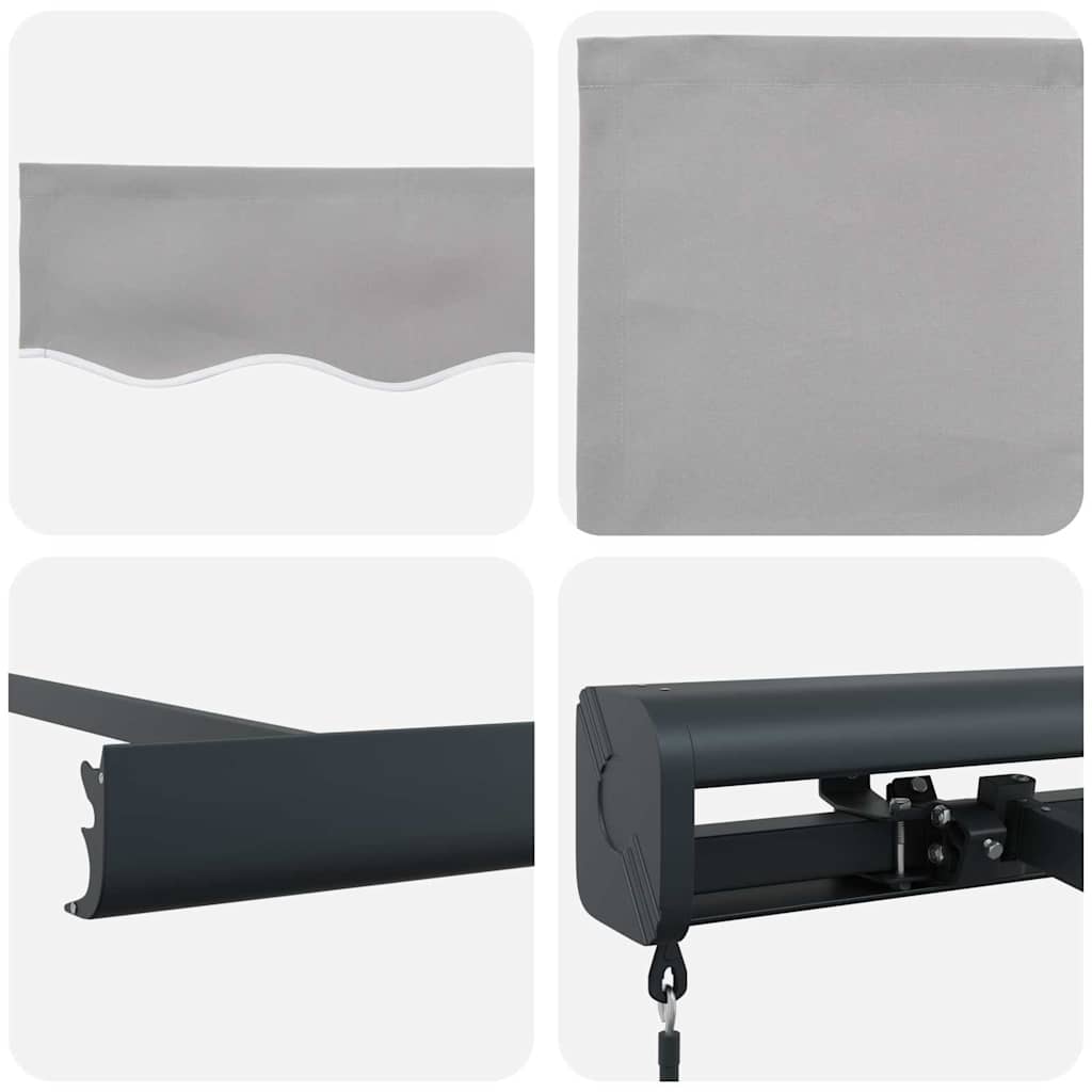 Retractable Awning Light Grey 350 x 250 cm Fabric, Metal