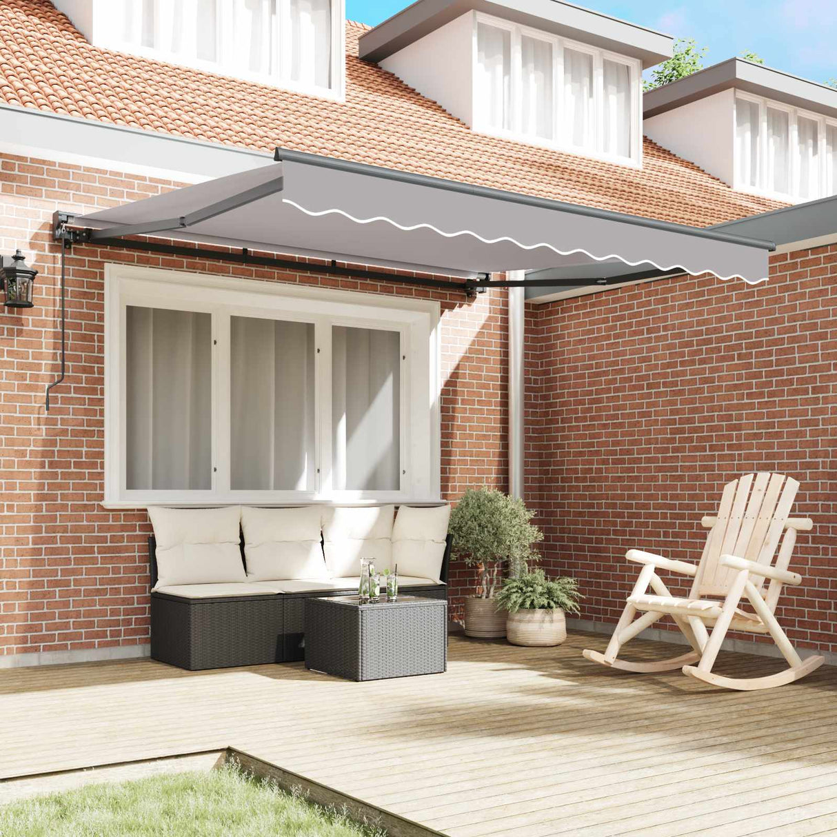 Retractable Awning Light Grey 350 x 250 cm Aluminium and Fabric