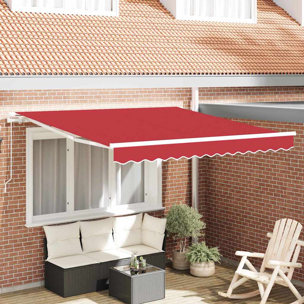 Retractable Awning Red 350 x 250 cm Polyester and Aluminium