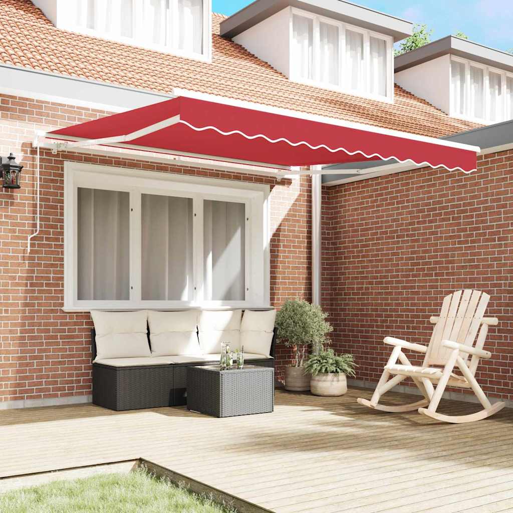Retractable Awning Red 350 x 250 cm Polyester and Aluminium