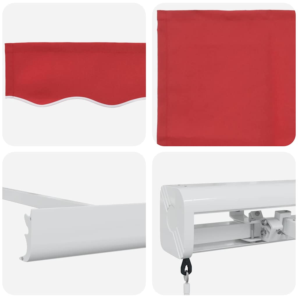 Retractable Awning Red 350 x 250 cm Fabric, Metal