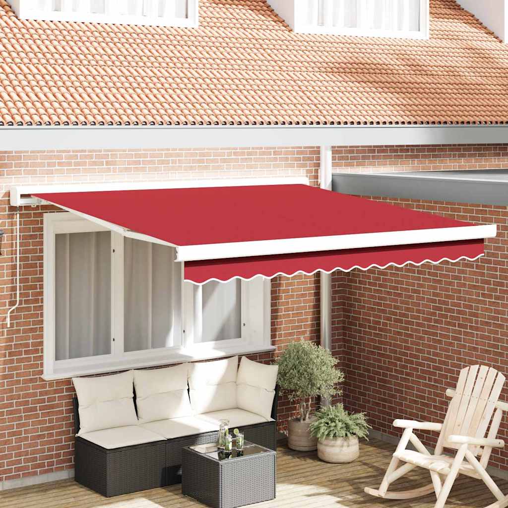 Retractable Awning Red 350 x 250 cm Fabric, Metal