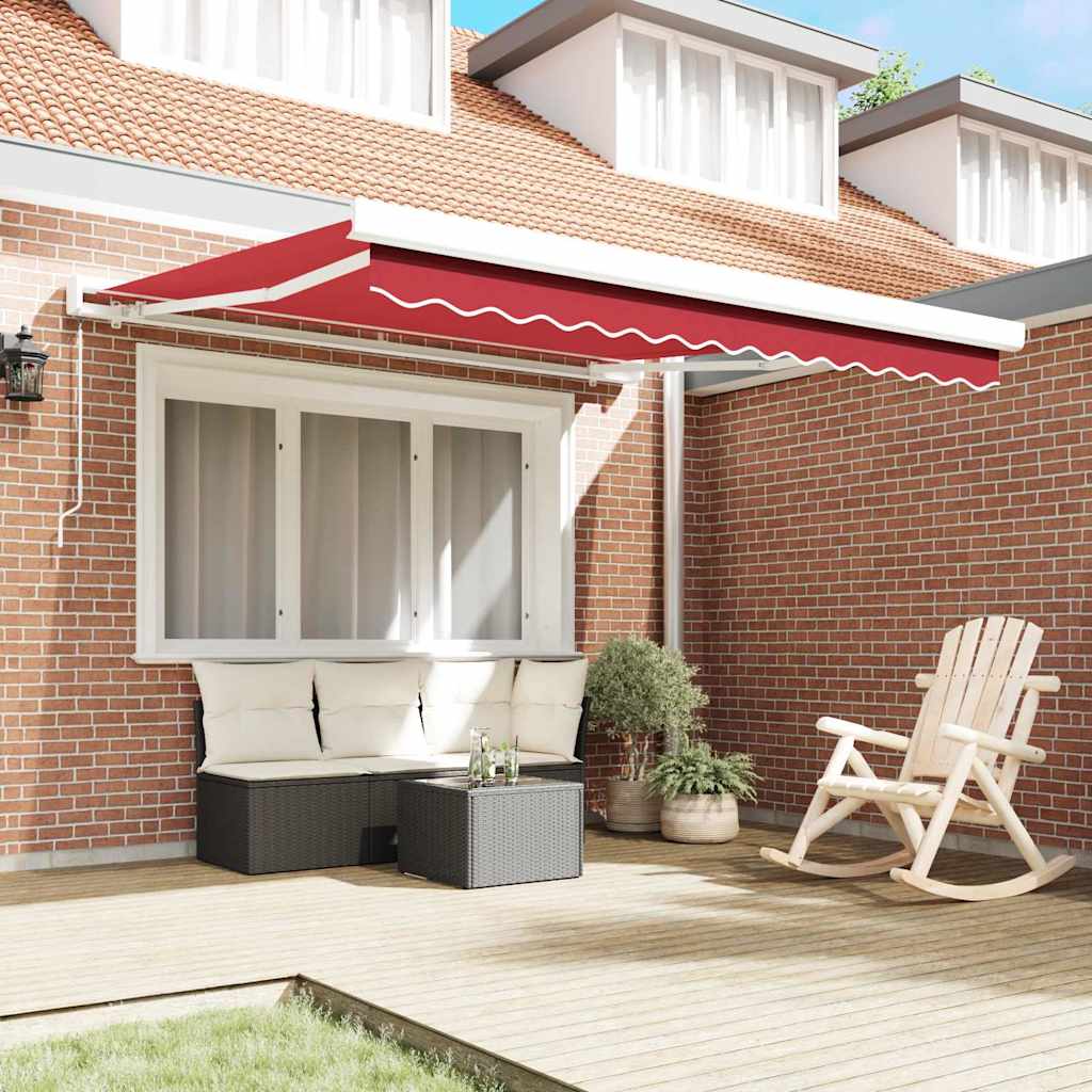 Retractable Awning Red 350 x 250 cm Fabric, Metal