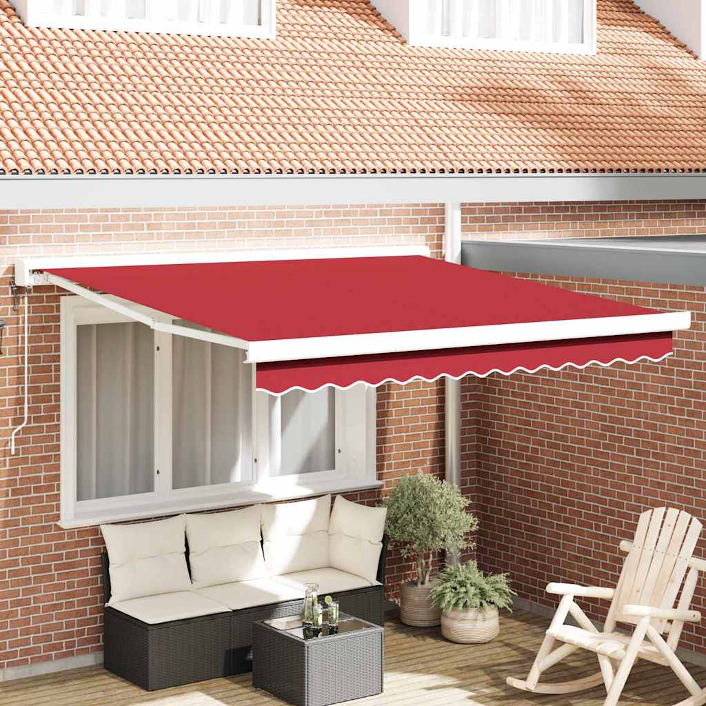Retractable Awning Manual Red 350 x 250 cm Fabric, Metal