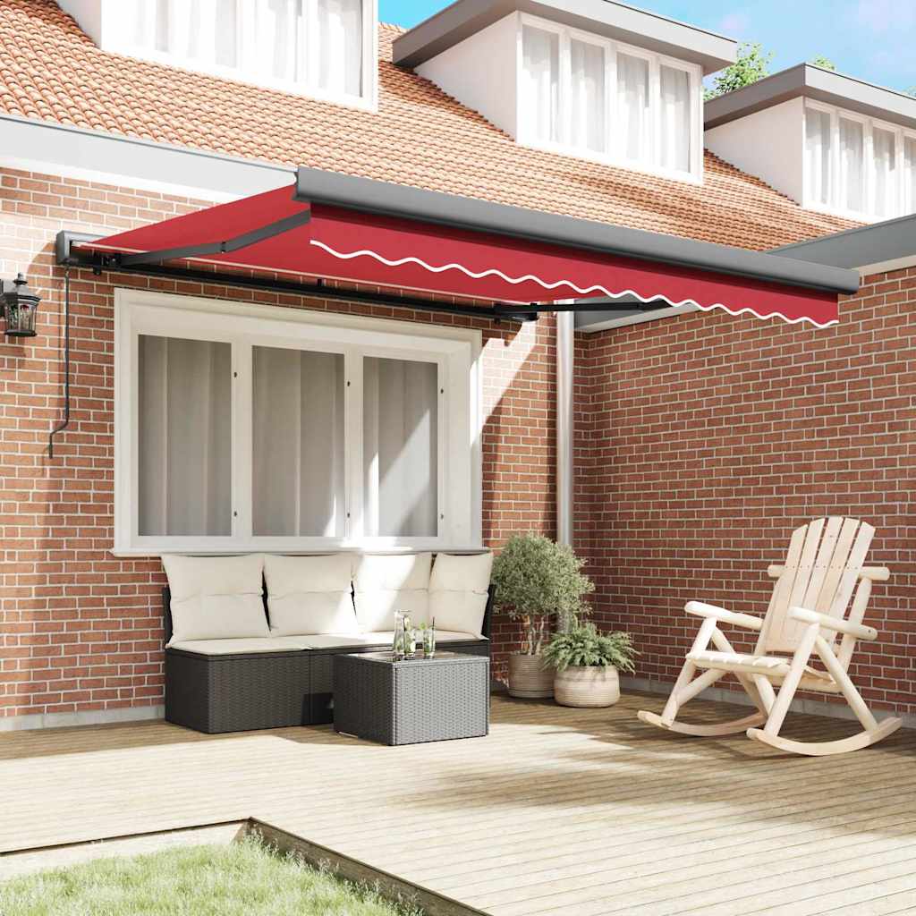 Retractable Awning Red 350 x 250 cm Fabric, Metal