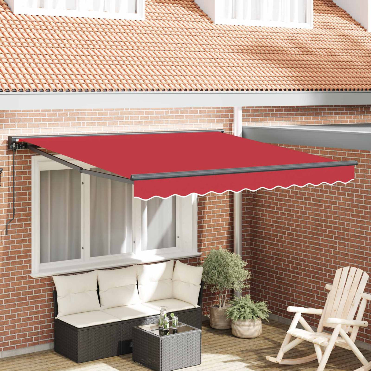 Retractable Awning Manual Red 350 x 250 cm Aluminium and Fabric