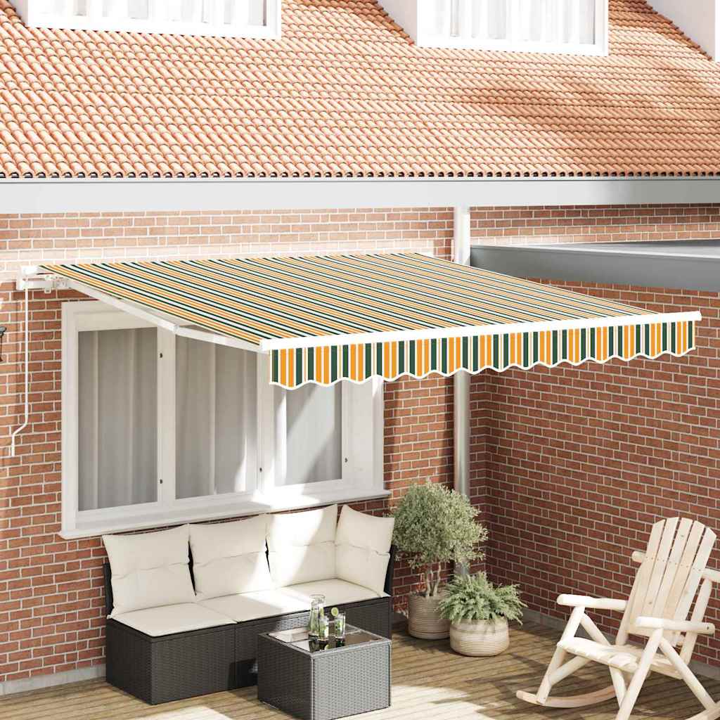 Retractable Awning Manual Green and yellow 350 x 250 cm Fabric