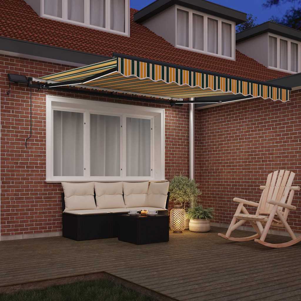 Retractable Awning Manual Green and yellow 350 x 250 cm Fabric