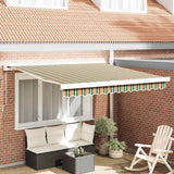 Retractable Awning Green, Yellow 350 x 250 cm Fabric, Metal