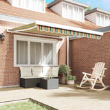 Retractable Awning Green, Yellow 350 x 250 cm Fabric, Metal