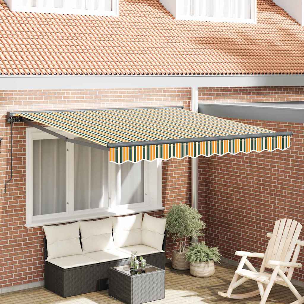 Retractable Awning Manual Green and Yellow 350x250 cm Fabric