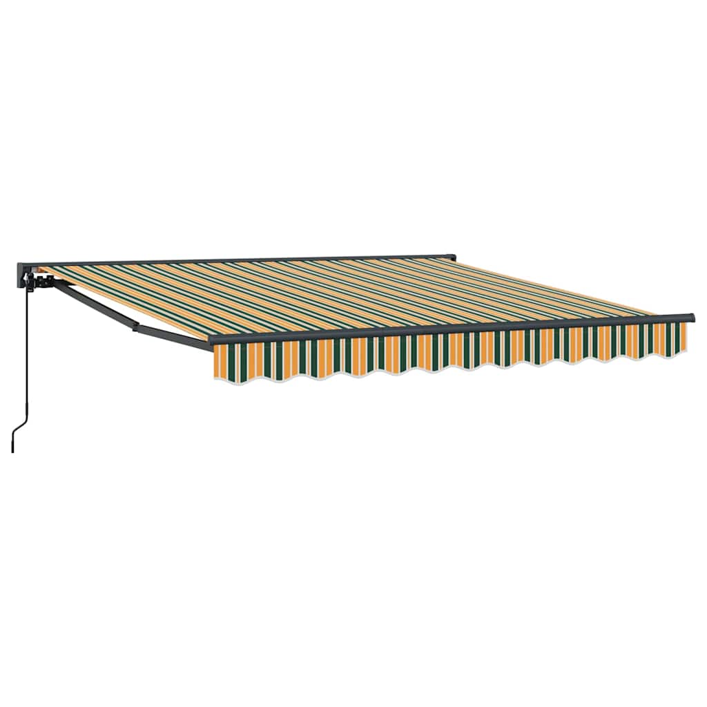 Retractable Awning Manual Green and Yellow 350x250 cm Fabric