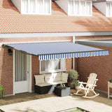 Retractable Awning Manual Blue and White 400x300 cm Fabric