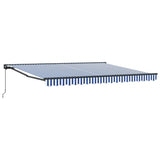Retractable Awning Manual Blue and White 400x300 cm Fabric