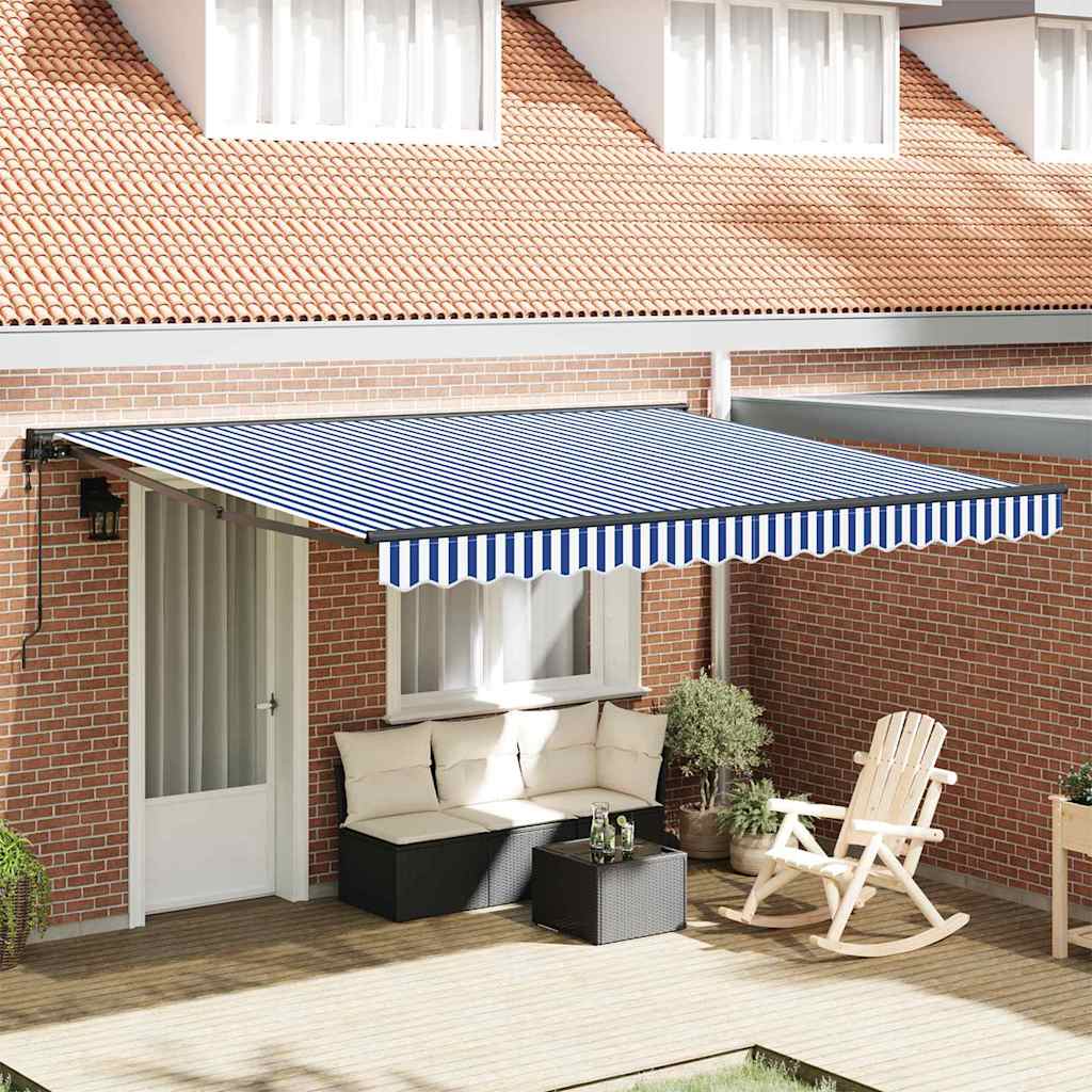 Retractable Awning Blue and White 400x300 cm Fabric