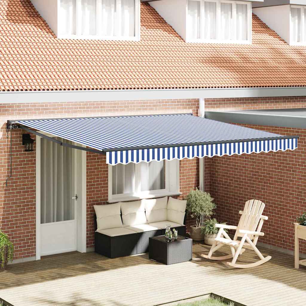 Retractable Awning Blue and White 400x300 cm Fabric