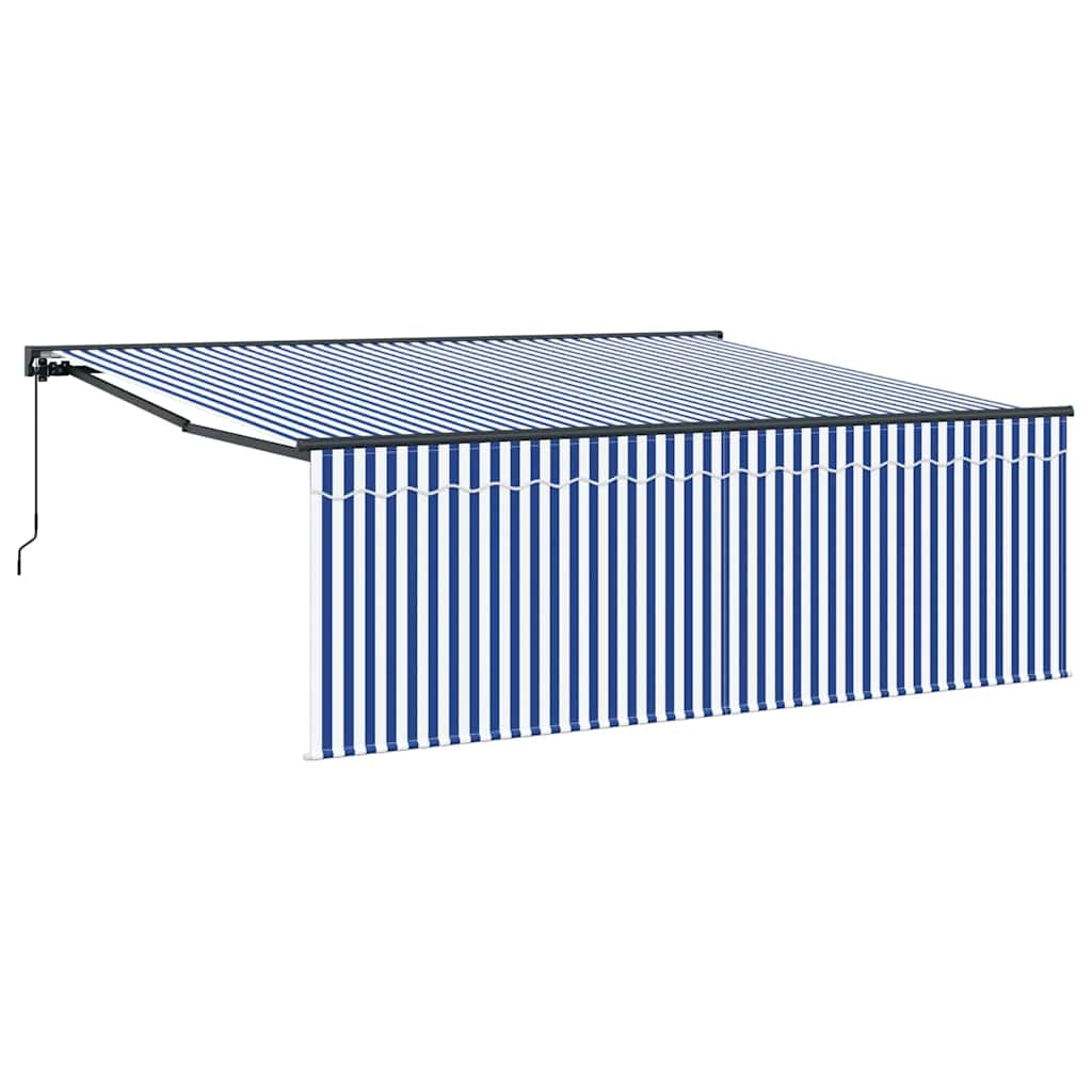 Retractable Awning Manual Blue and White 400 x 300 cm