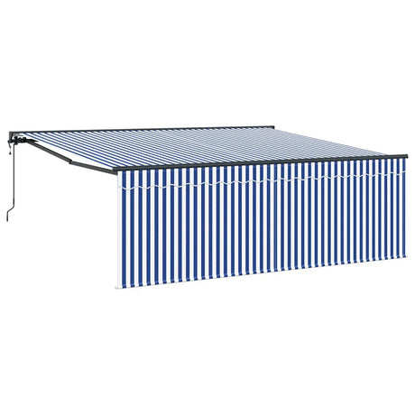 Retractable Awning Manual Blue and anthracite 400 x 300 cm