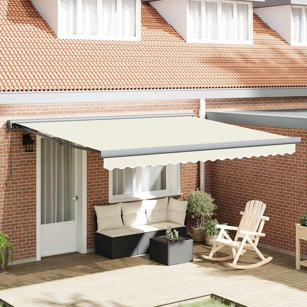 Retractable Awning Manual Cream 400 x 300 cm Fabric, Metal