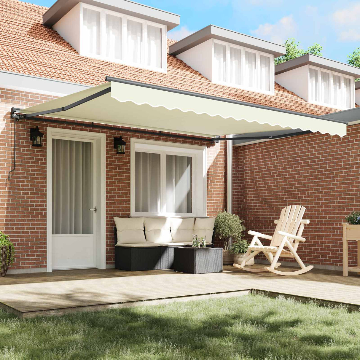 Retractable Awning Cream 400 x 300 cm Aluminium and Fabric