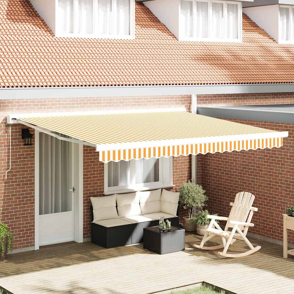 Retractable Awning Yellow and White 400 x 300 cm