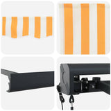 Retractable Awning Yellow and white 400 x 300 cm Fabric, Metal
