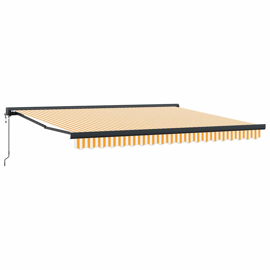 Retractable Awning Yellow and white 400 x 300 cm Fabric, Metal