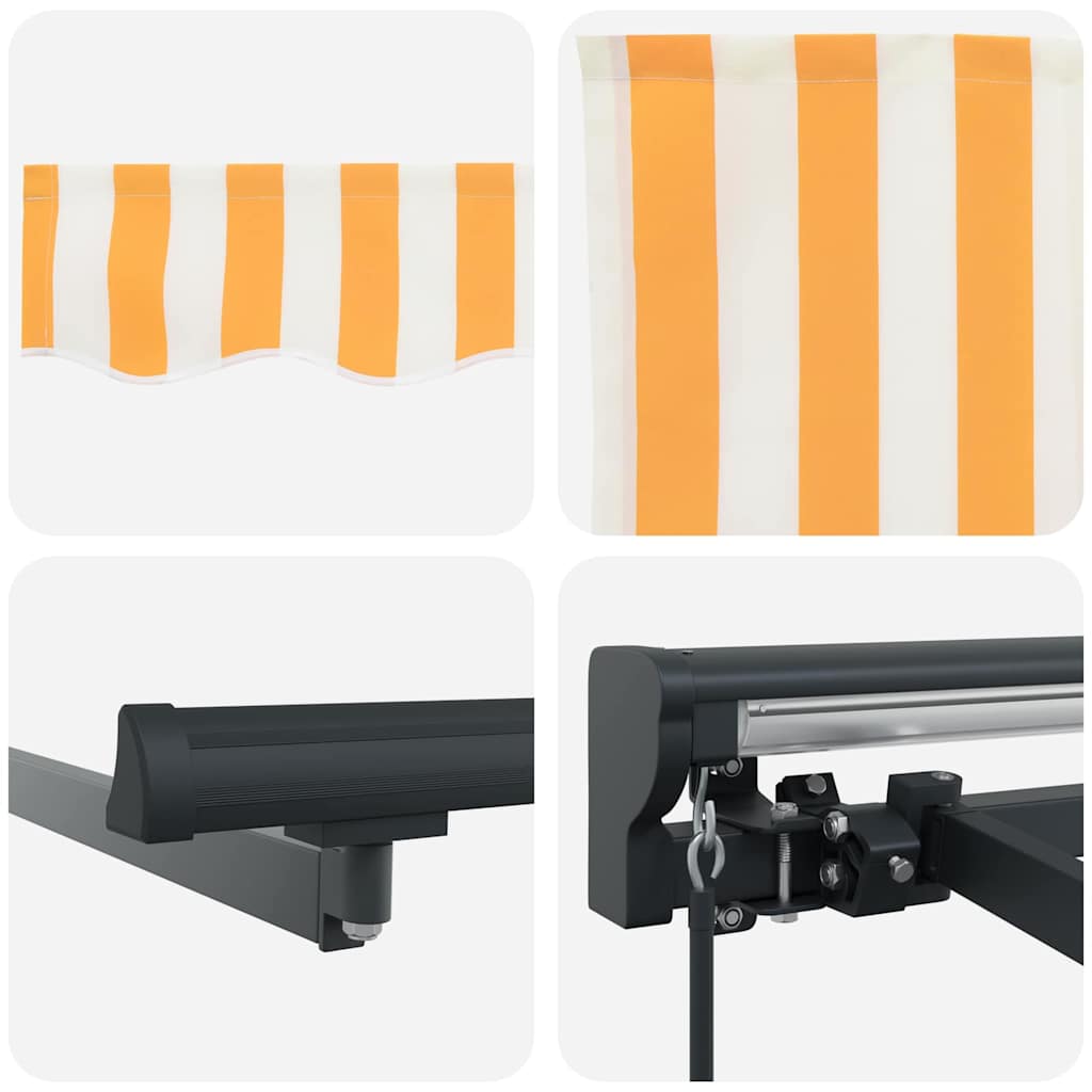 Retractable Awning Manual Yellow and White 400x300 cm Fabric