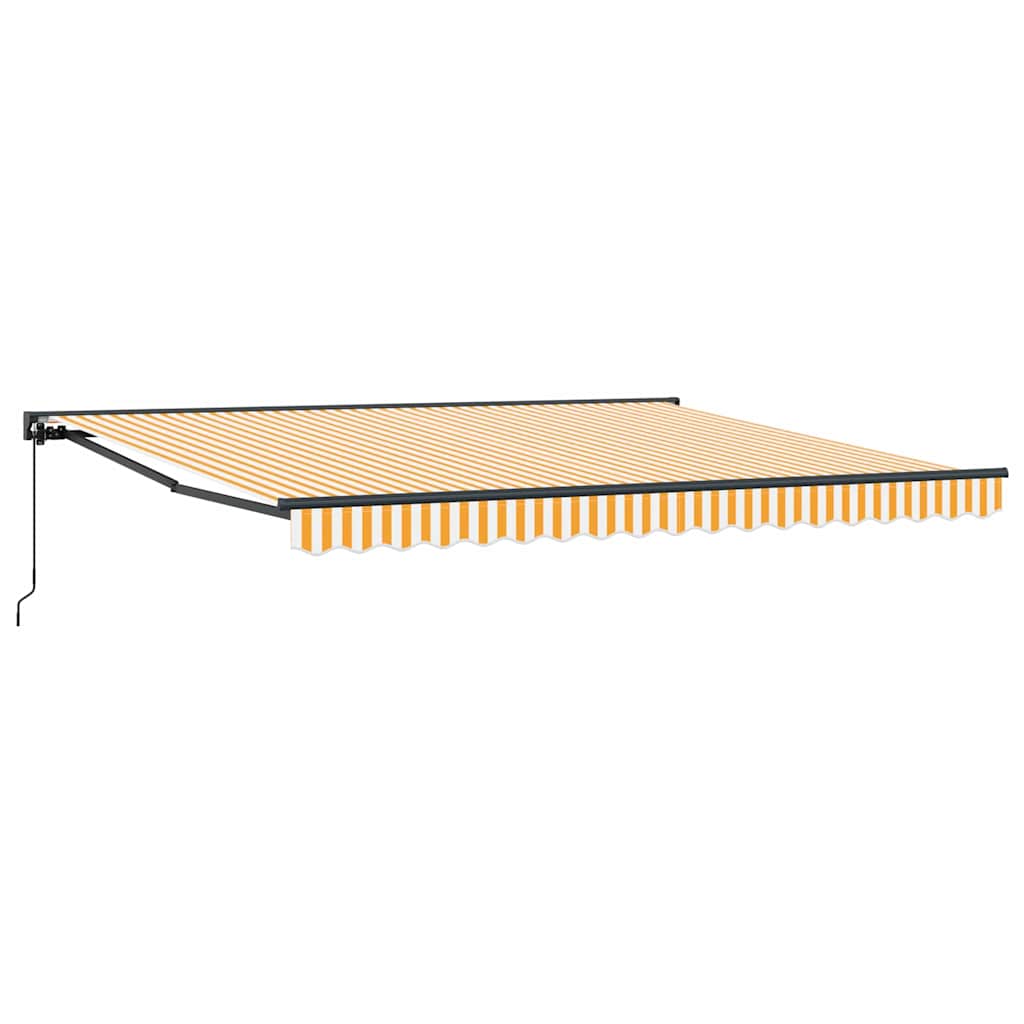 Retractable Awning Manual Yellow and White 400x300 cm Fabric
