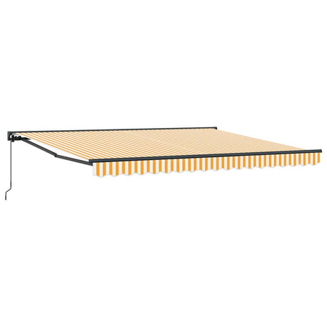 Retractable Awning Manual Yellow and White 400x300 cm Fabric
