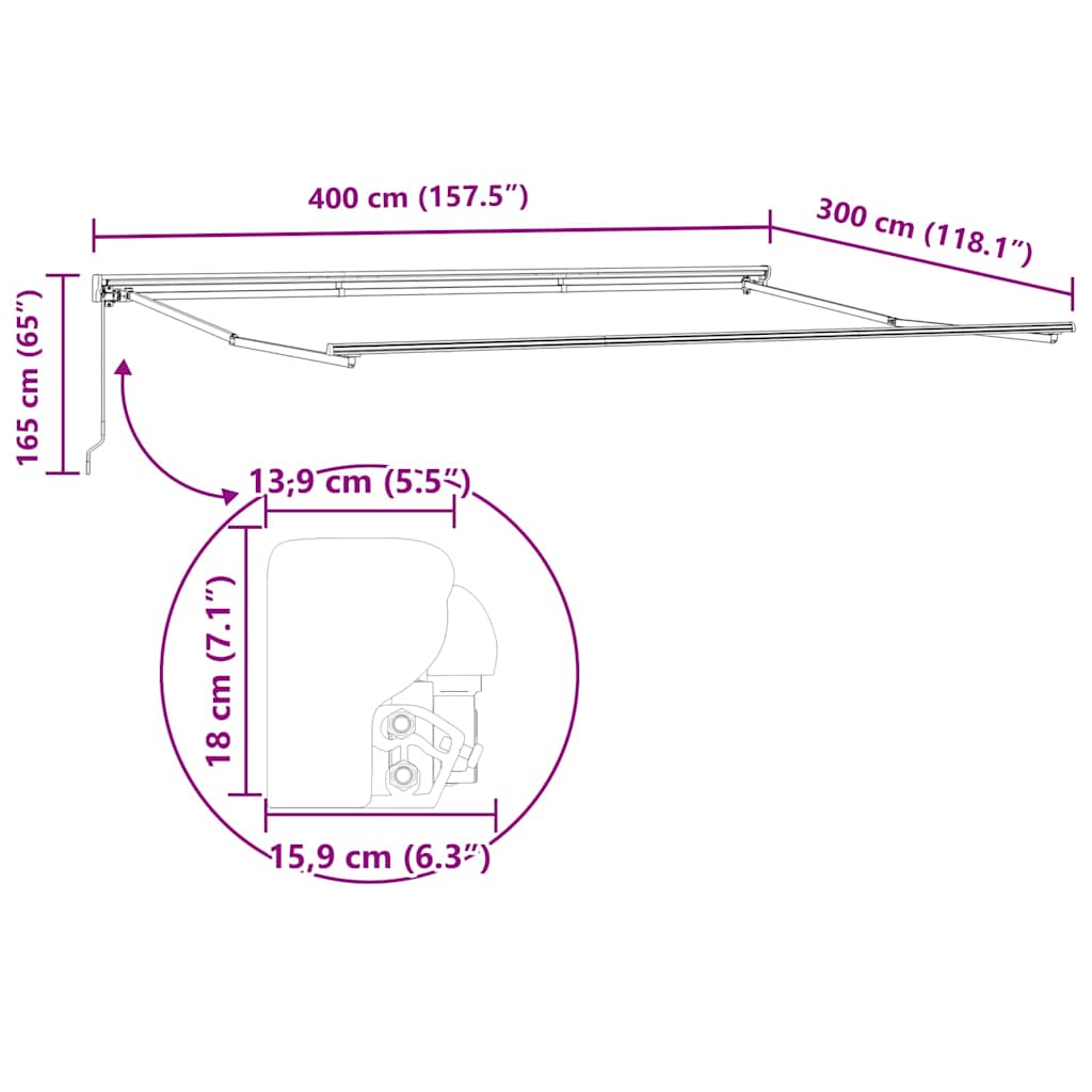 Retractable Awning Manual Yellow and White 400x300 cm Fabric