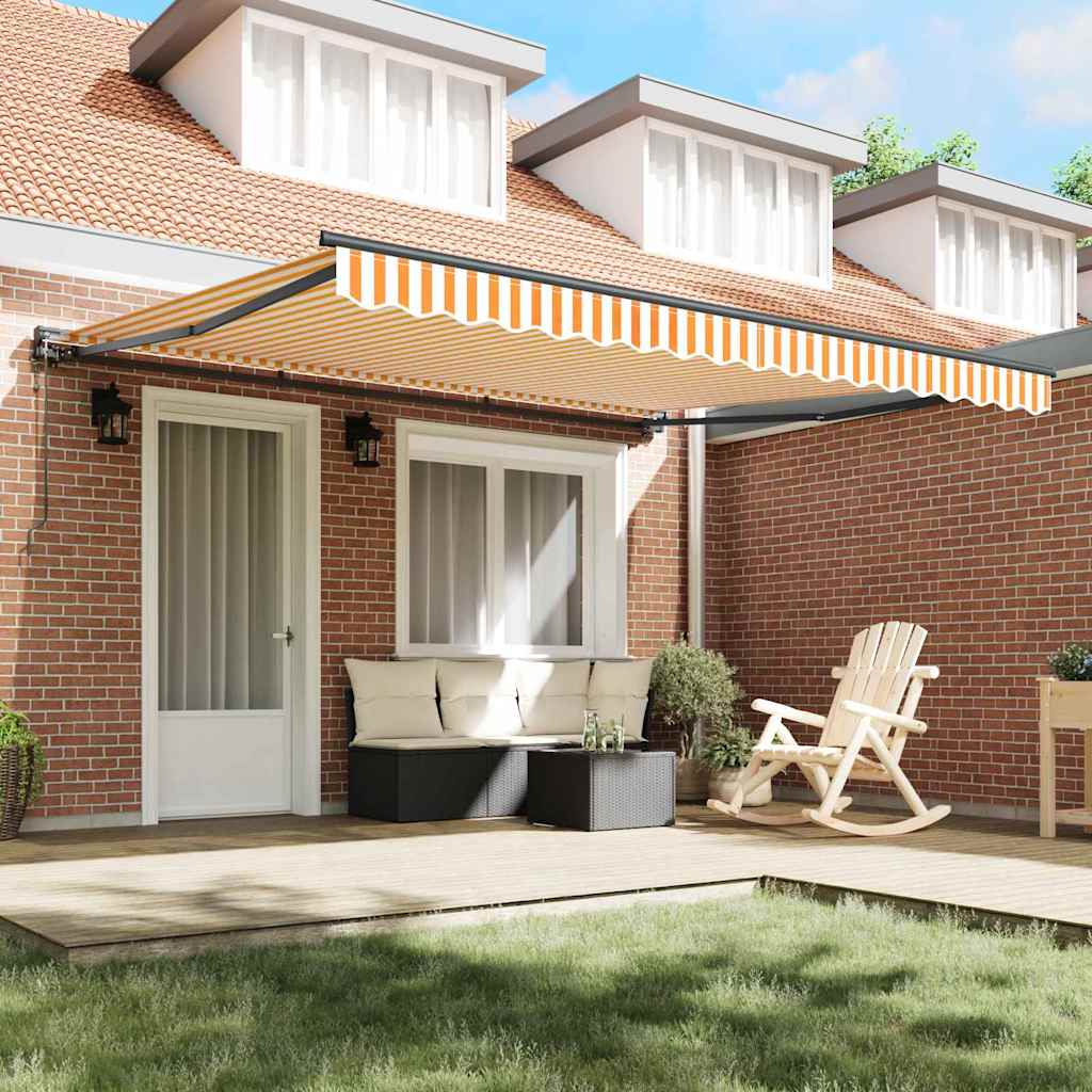 Retractable Awning Yellow and white 400x300 cm Fabric