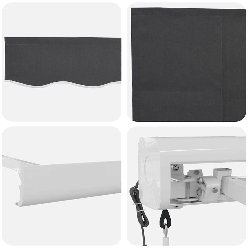 Retractable Awning Anthracite 400 x 300 cm Fabric, Metal