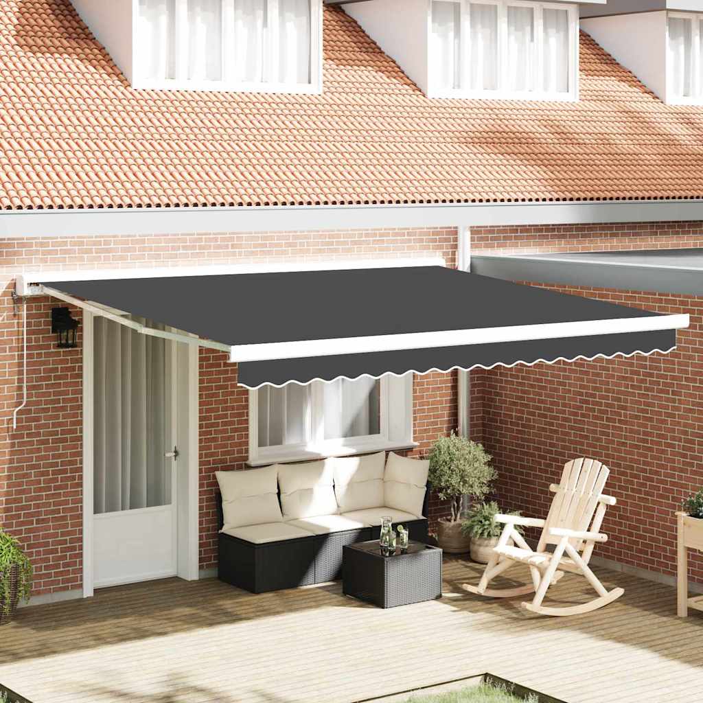 Retractable Awning Anthracite 400 x 300 cm Fabric, Metal