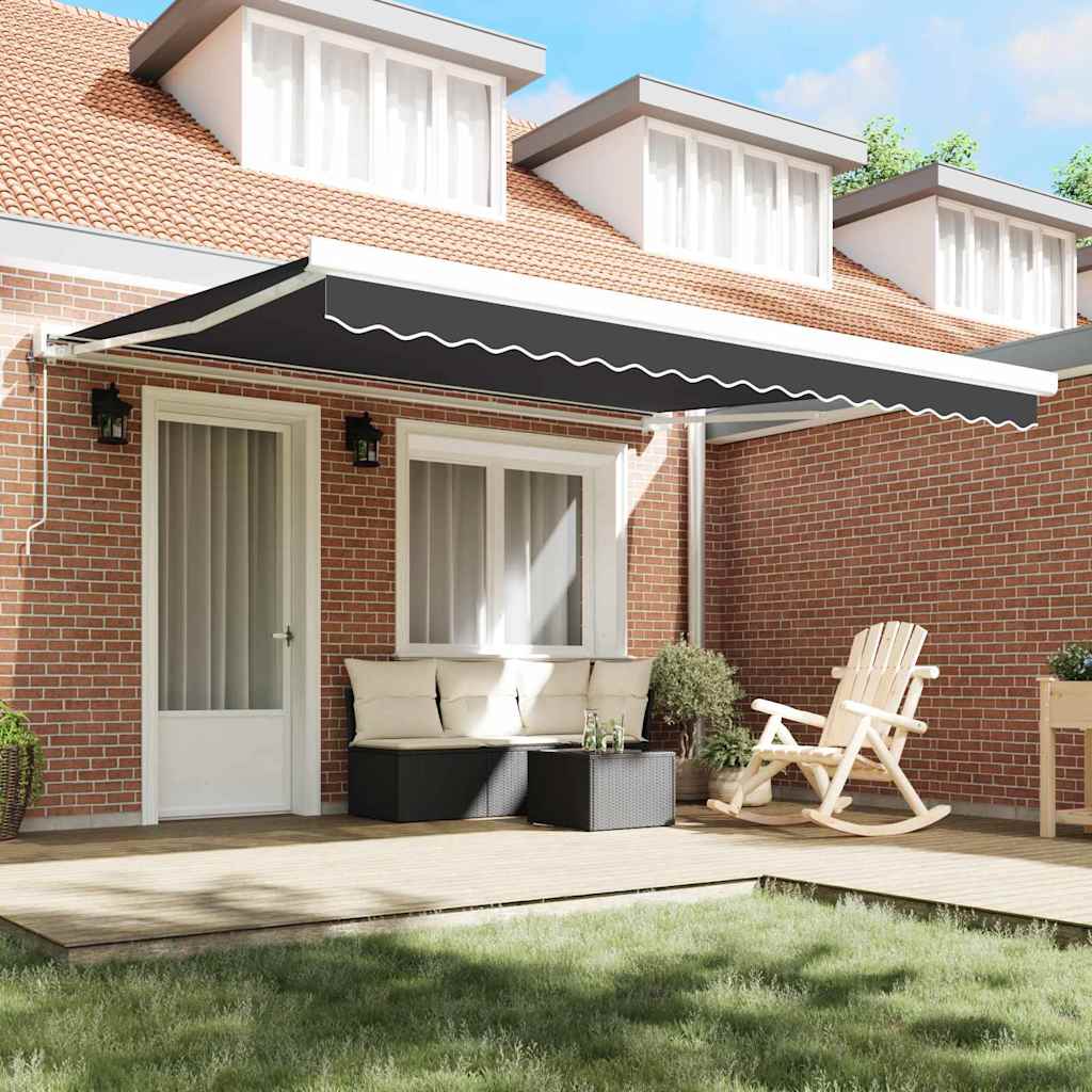 Retractable Awning Anthracite 400 x 300 cm Fabric, Metal