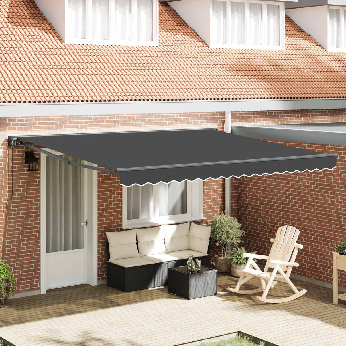 Retractable Awning Anthracite 400 x 300 cm Aluminium and Fabric