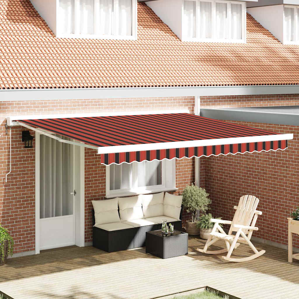 Retractable Awning Orange, Brown 400 x 300 cm Fabric, Metal