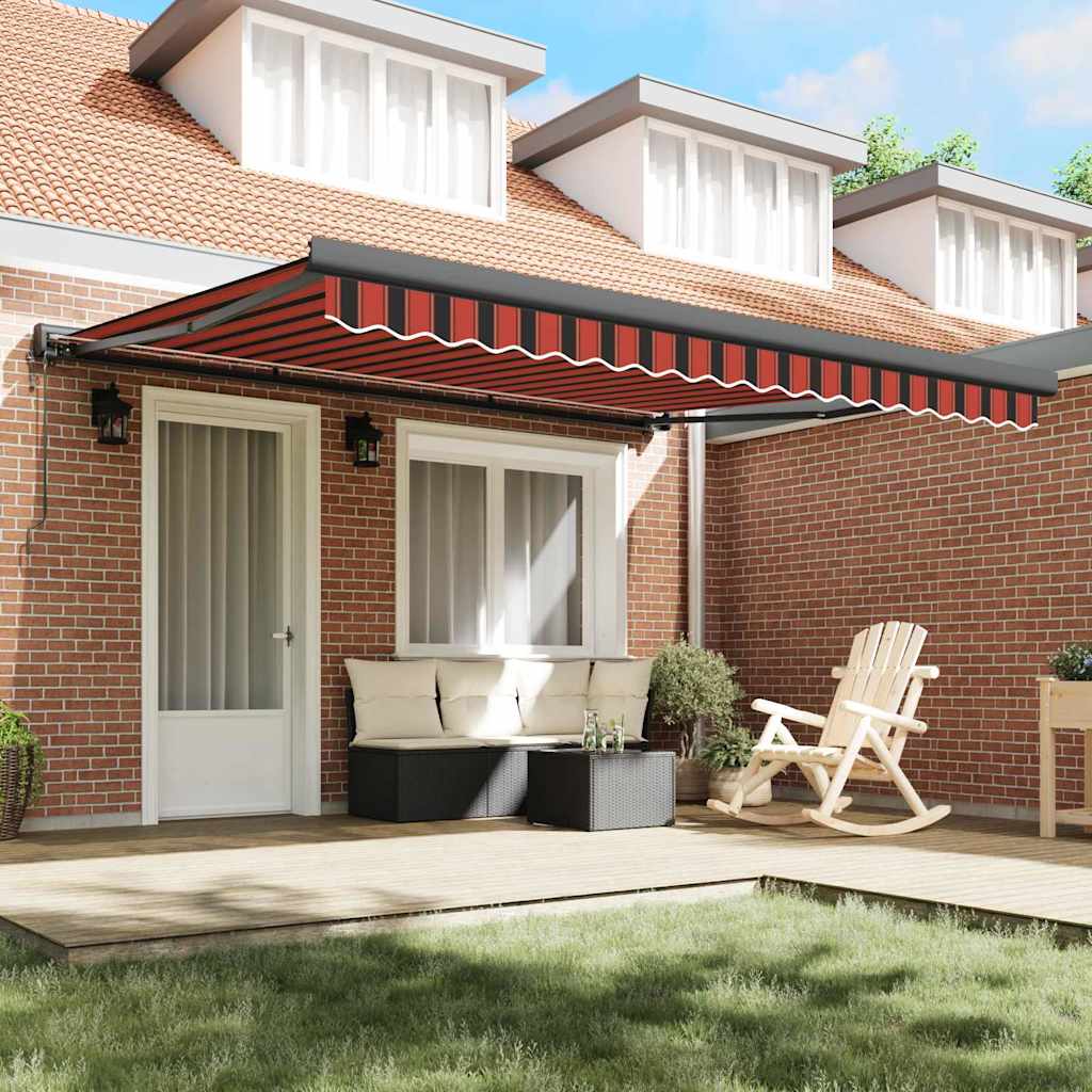Retractable Awning Orange and brown 400 x 300 cm Fabric, Metal