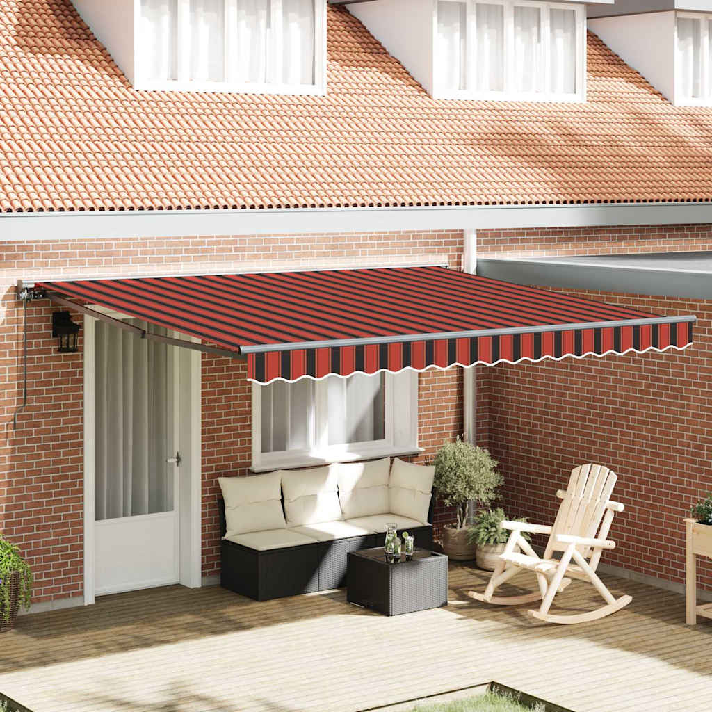 Retractable Awning Manual Orange and Brown 400x300 cm Fabric