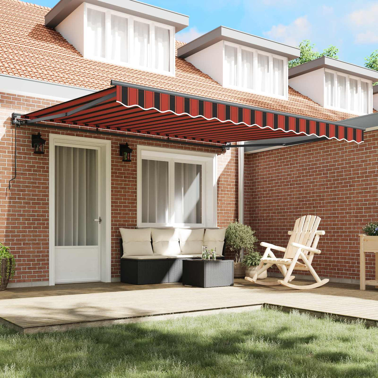 Retractable Awning Manual Orange and Black 400 x 300 cm