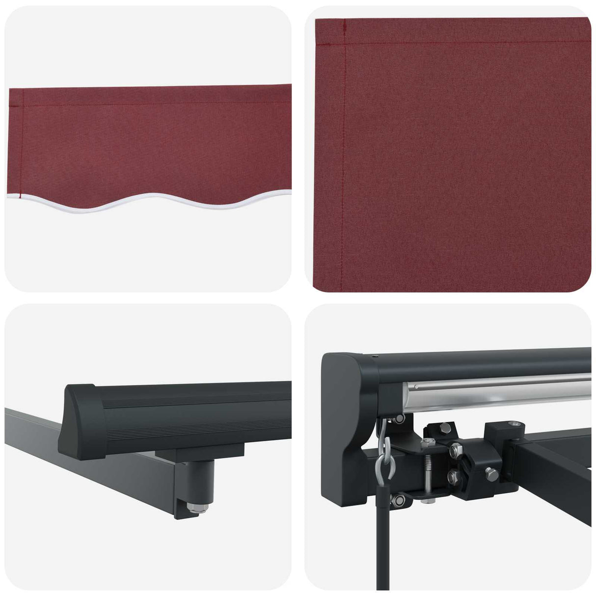 Retractable Awning Burgundy 400 x 300 cm Aluminium and Fabric