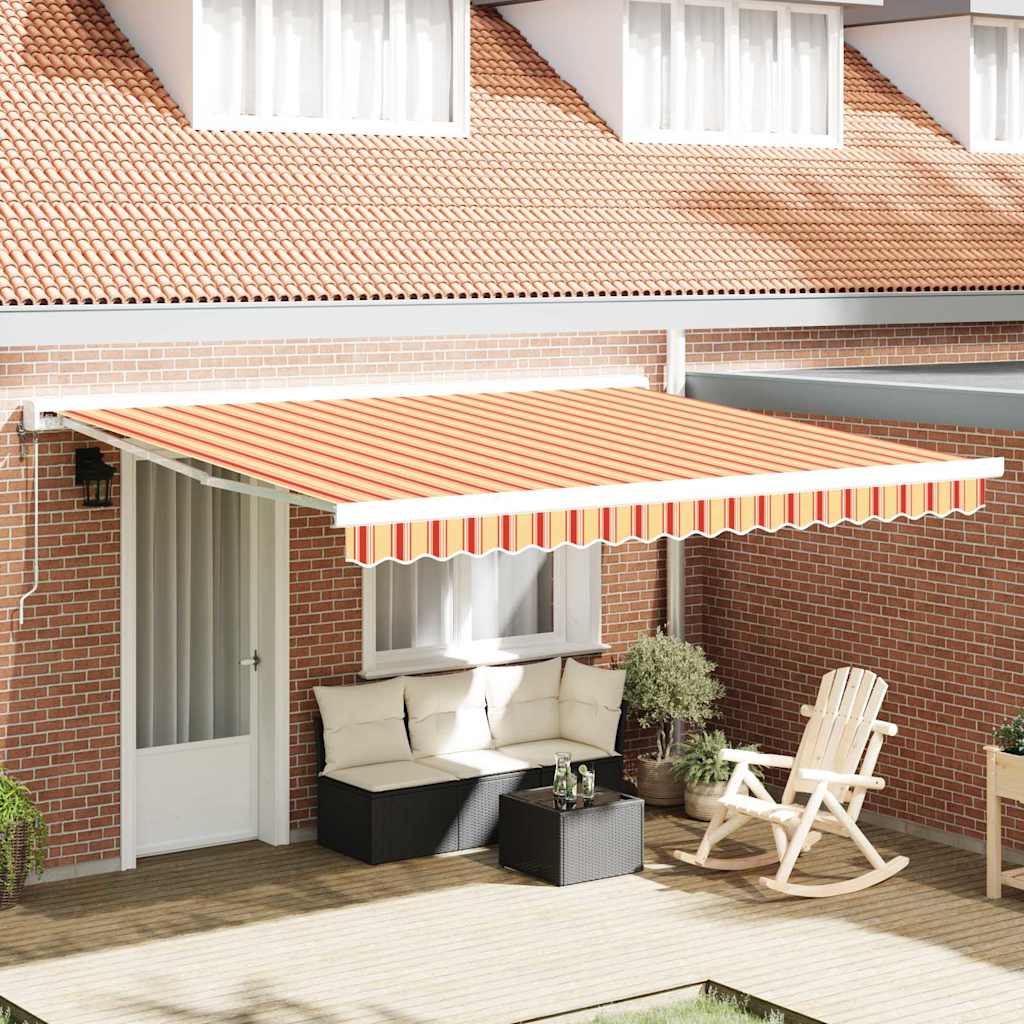 Retractable Awning Yellow, Orange 400 x 300 cm Fabric, Metal