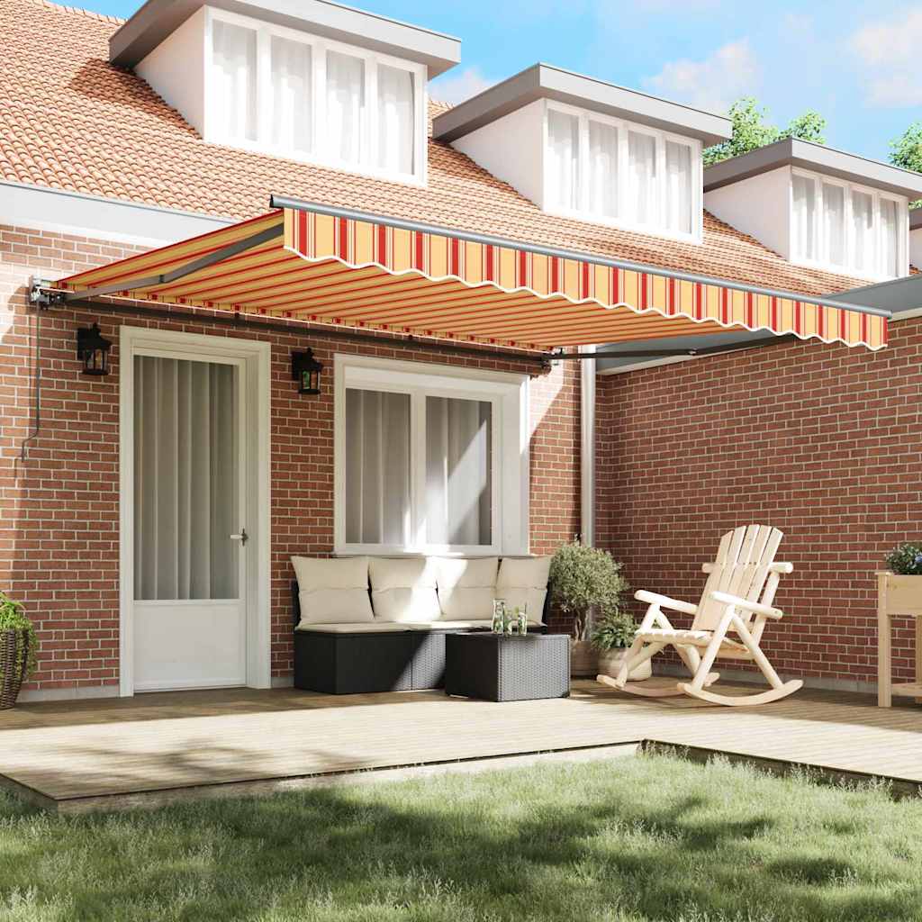 Retractable Awning Manual Yellow and Orange 400x300 cm Fabric