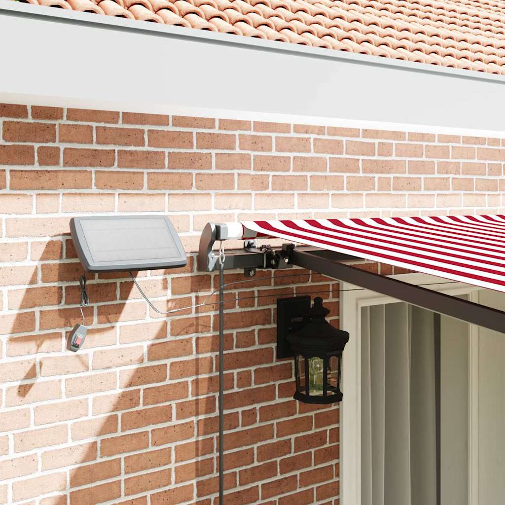 Retractable Awning Manual Red and white 400 x 300 cm Fabric