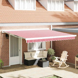 Retractable Awning Red, White 400 x 300 cm Fabric, Metal