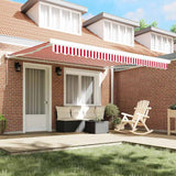 Retractable Awning Red, White 400 x 300 cm Fabric, Metal